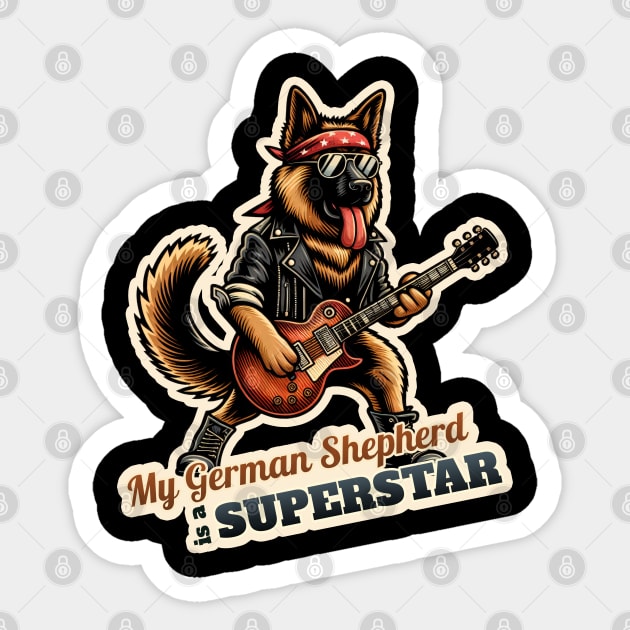 German Shepherd Rockstar Sticker by k9-tee